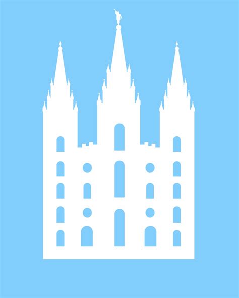 Blue With White Silhouette Of Lds Temple Etsy