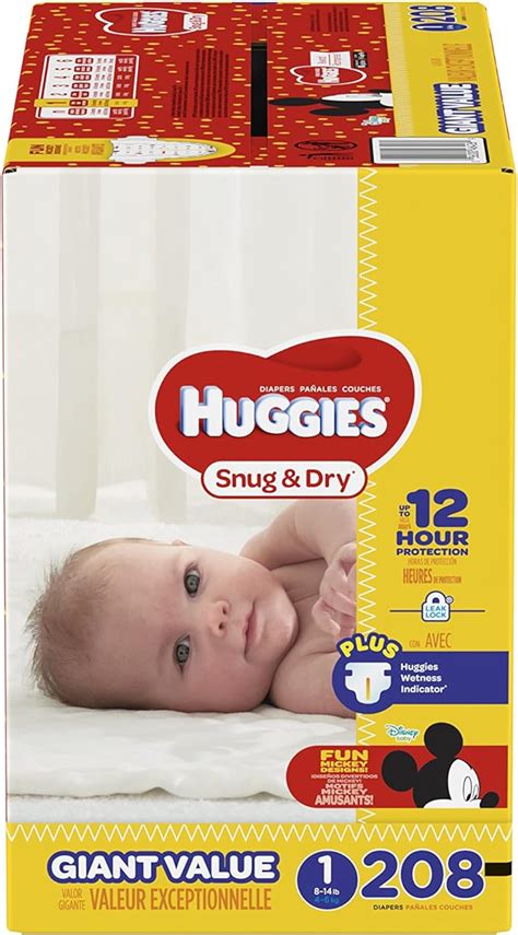 Huggies Snug And Dry Diapers Size 1 208 Count Giant Pack Packaging