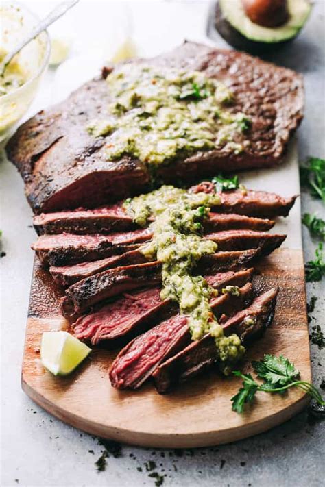 Remove your steak from the packaging and pat dry. Grilled Flank Steak with Avocado Chimichurri Sauce | Flank Steak Recipe