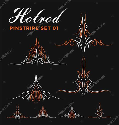 Set Of Two Tone Vintage Pin Striping Line Art Stock Vector Image By
