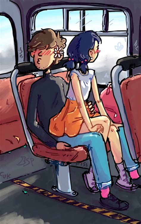 Rule 34 Beespaceprogram Blue Hair Blue Jeans Brown Hair Bus Interior