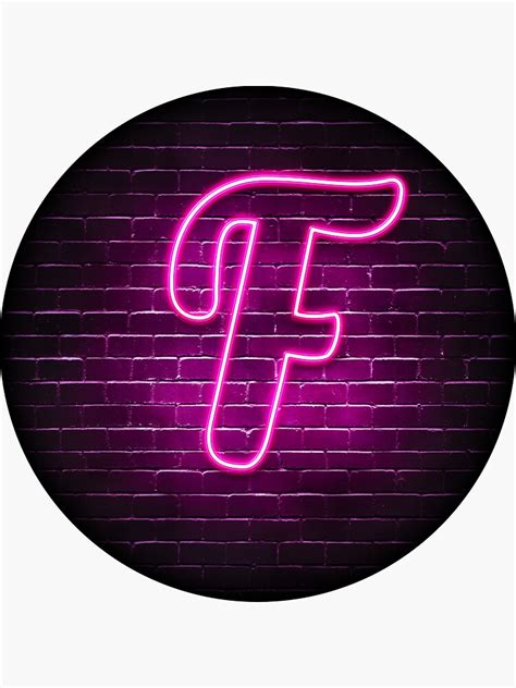 Neon Sign Letter F Pink Script Initial Monogram Girls Sticker By