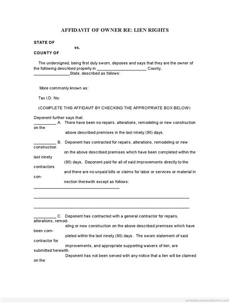 printable blank affidavit statement form sample