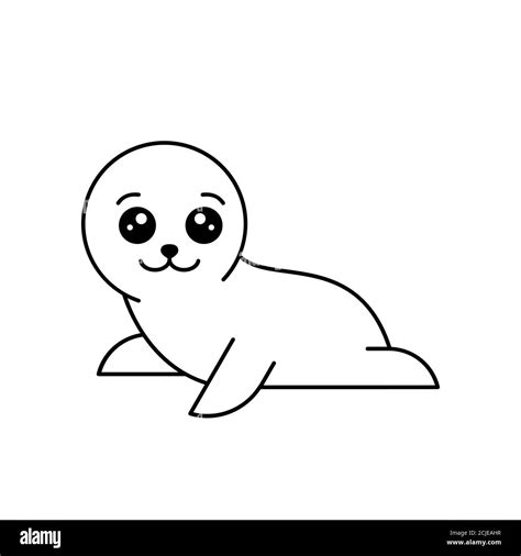 Kawaii Cute Seal Drawing Draw a circle with a line in the middle