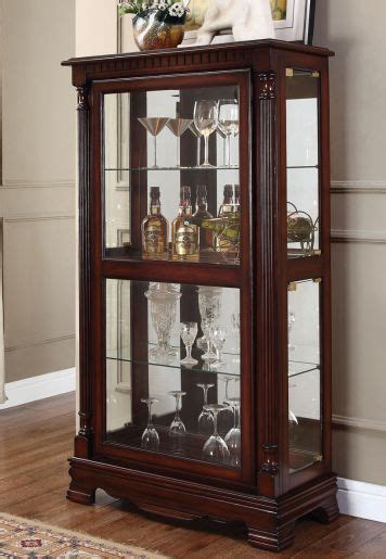 It can be set on a mantel or a bookcase. Carrie Mantel Curio Cabinet in Cherry | Acme Furniture ...
