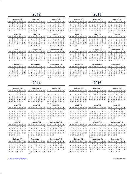 Dentrodabiblia 5 Year Calendar Template