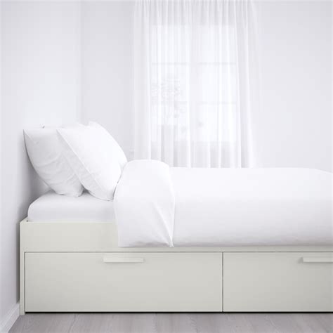 Tidyard struttura letto matrimoniale idraurico con contenitore in tessuto marrone con luce led 160x200cm,telaio letto giroletto matrimoniale idraulico con contenitore,letto con contenitore. BRIMNES Struttura letto con cassetti - bianco, Leirsund - IKEA