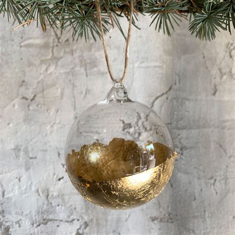 glass bauble decoration with gold leaf - Home Barn Vintage
