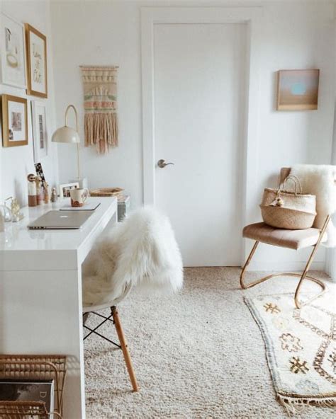 Touches of steel and metalwork really well adding a more soft, industrial look to a room in small quantities. Muted neutrals in office minimalist decor. Minimal home ...
