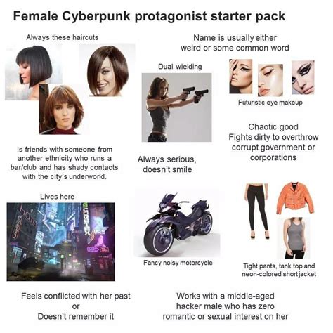 Female Cyberpunk Protagonist Starter Pack Rstarterpacks Starter Packs Know Your Meme