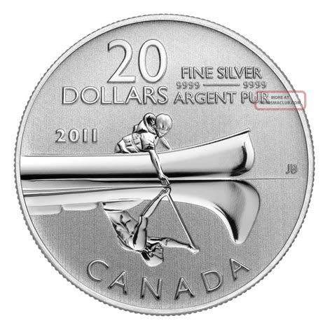 2011 Canada 20 For 20 Fine Silver 14 Oz Coin Canoe Canadian 20 For 20