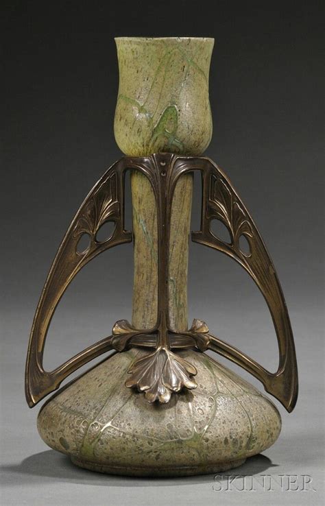 Loetz Style Art Nouveau Glass And Gilt Metal Vase Art Nouveau Art Nouveau Architecture Art
