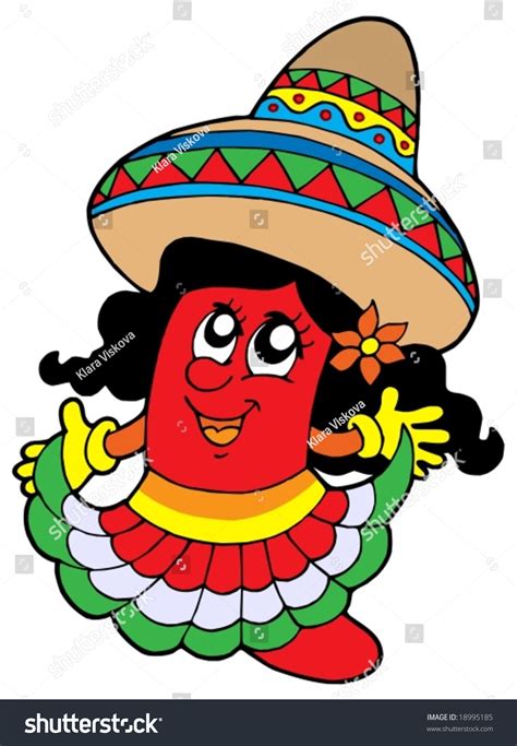 Cute Mexican Chili Girl Vector Illustration 18995185 Shutterstock