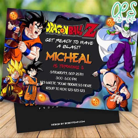 Dragon Ball Birthday Invitation Dragonball Z Invitation Printable