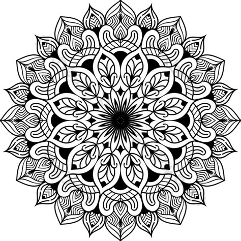 Mandala Pattern Art Black Color Floral Design Template Imahe Ng Png