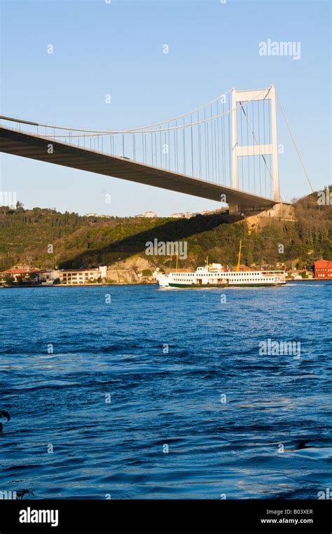 Boat Ataturk Bridge Bosphorus Istanbul Cruise Boat Hi Res Stock