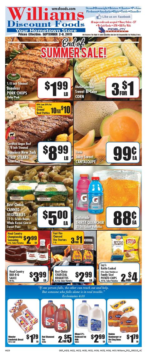 Williams Foods Weekly Ad Page 1 Boneless Pork Chops Food Quality Food