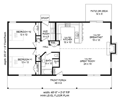 House Plan 51429 Ranch Style With 1200 Sq Ft 2 Bed 1 Bath