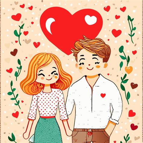 Premium Vector Cute Cartoon Couple Valentines Day Vibes