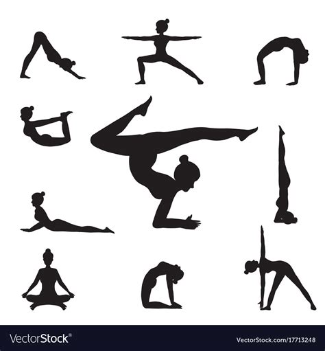 Women Yoga Poses Silhouettes Royalty Free Vector Image