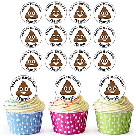 Buy Poo Face Emoji Poop 24 Personalised Edible Cupcake Toppersbirthday