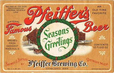1935 Pfeiffer Famous Beer 12oz Label Cs47 15 Detroit Sold At Auction On