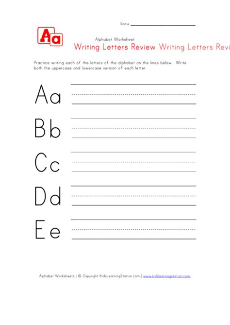 alphabet worksheet  kids writing letters       review