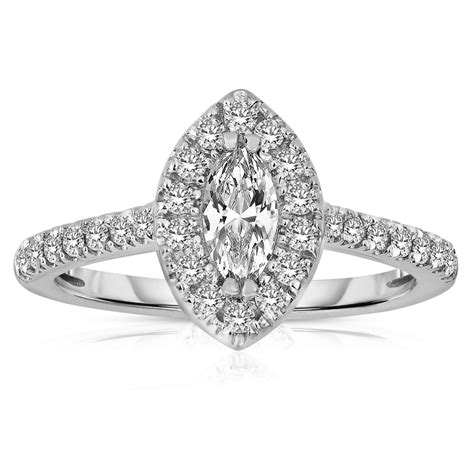 Practical guidelines to buying a 0.5 carat engagement ring Half Carat Marquise cut Halo Diamond Engagement Ring in ...