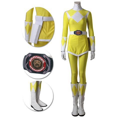 Yellow Ranger Female Cosplay Costumes Mighty Morphin Power Rangers Cos