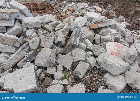 Building Demolition Demolished Ruin Stone And Bricks Rubble Debris