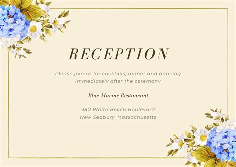 Free Wedding Reception Cards Printable