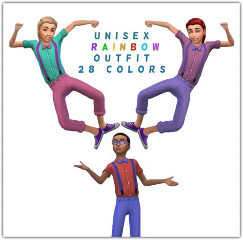 Maimouth Unisex Rainbow Outfit For Kids The Laaleehh Sims 4 Cc
