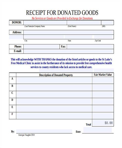 Free Donation Receipt Forms In Pdf Ms Word Excel