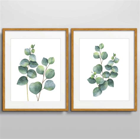 Watercolor Eucalyptus Prints Botanical Print Set Living Room Etsy