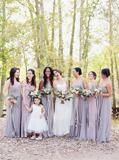 Bridesmaids In Lavender Gowns Lavender Rustic Chic Ranch Wedding