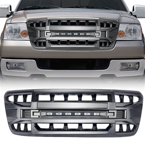 For 2004 2008 Ford F150 Front Grille Bumper Grill Woff Road Lights