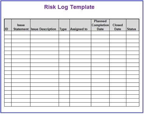 Risk Log Templates 2 Ms Word And Excel Free Log Templates