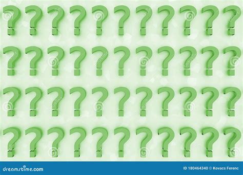 Green Question Marks On A Background Of White Signs 3d Rendering Stock