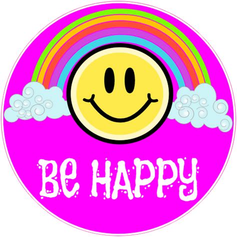 Be Happy Rainbow Smiley Face Circle Sticker Us Custom Stickers