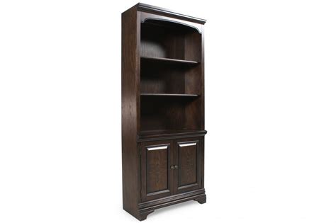 Two Door Traditional Bookcase In Dark Brown Mathis Brothers Furniture