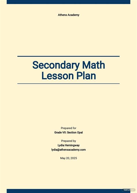Lesson Plan Template Math Flyer Template