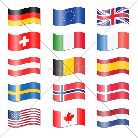 Ausmalbilder europäische flaggen malvorlagen kostenlos zum ausdrucken. Set Länder Flaggen geschwungen - Lizenzfreies Foto - #9524972 | Bildagentur PantherMedia