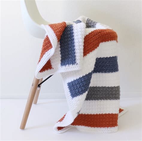 Crochet Striped Crumpled Griddle Blanket Daisy Farm Crafts