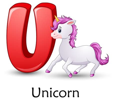 Letra U Es Para Alfabeto De Dibujos Animados De Unicornio Descargar