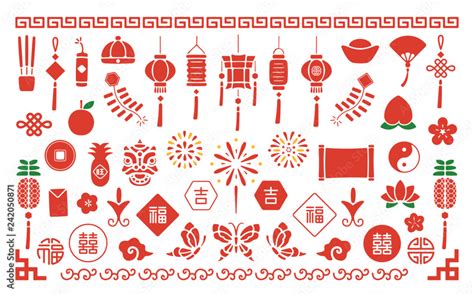 Chinese New Year Icons And Vector Elements Stock ベクター Adobe Stock