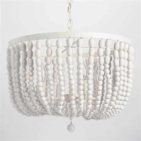 Pin By Jennifer Virden On DIY Lighting Wood Bead Chandelier White