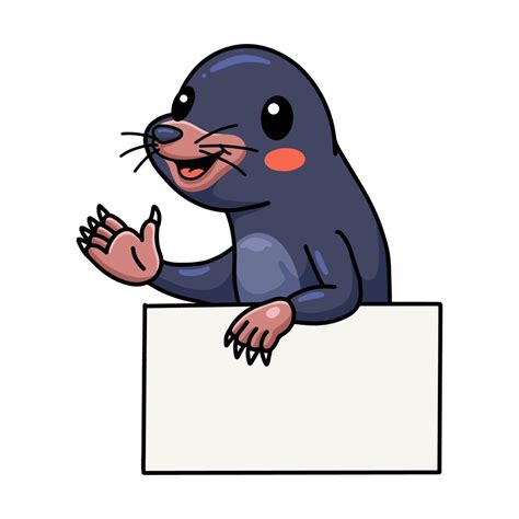 Cute Little Mole Cartoon With Blank Sign 13548460 Vector Art At Vecteezy