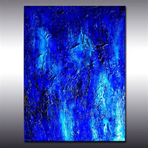 Large Blue Original Textured Abstract Painting Modern