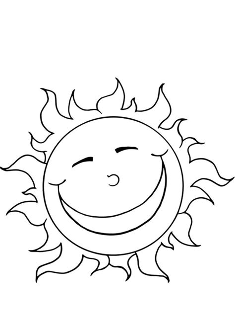 Smiling Sun Face Coloring Pages