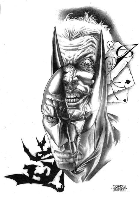 A Black And White Drawing Of A Man In A Batman Mask With Bats Around